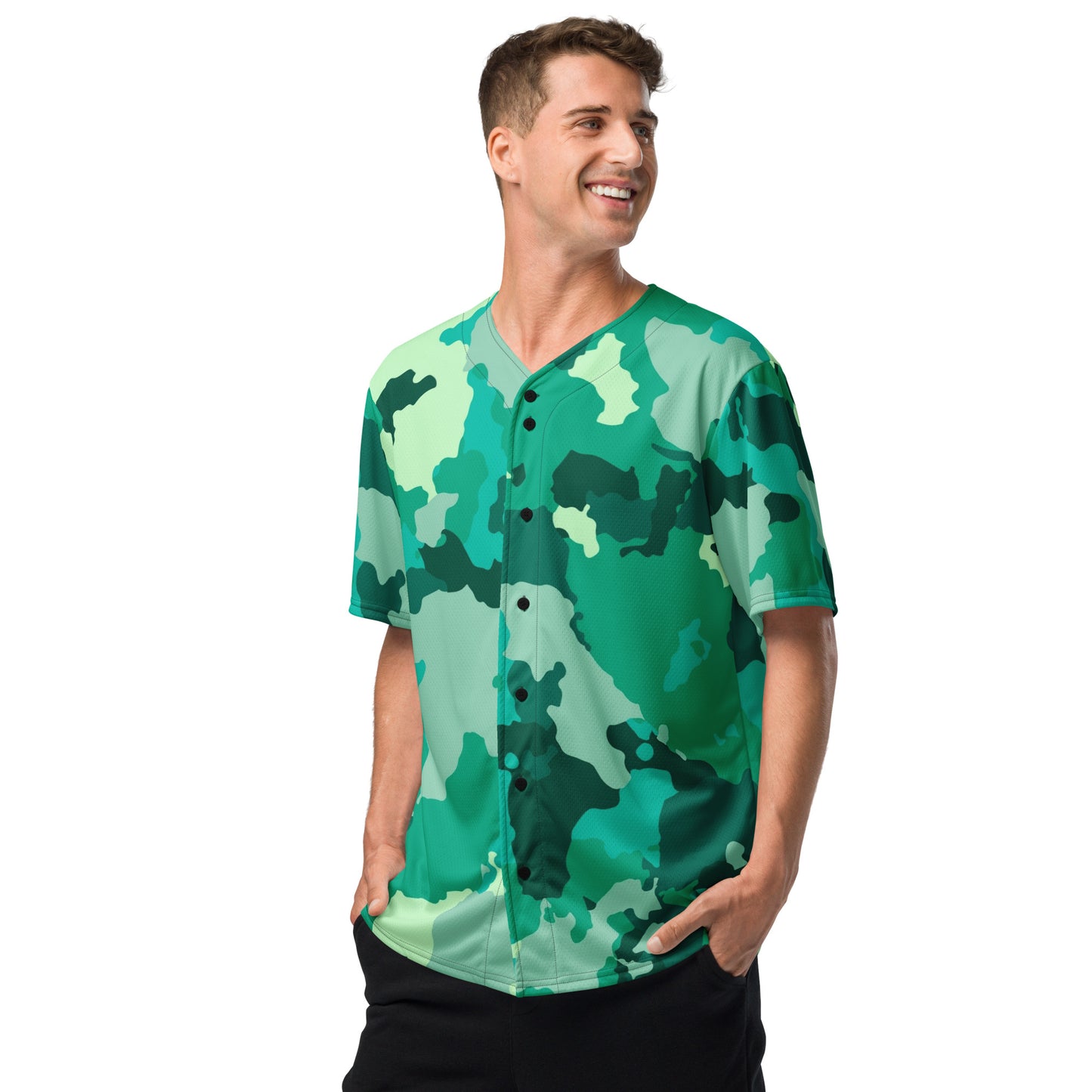 Camo Baseball Jersey | Cyan Green Camouflage