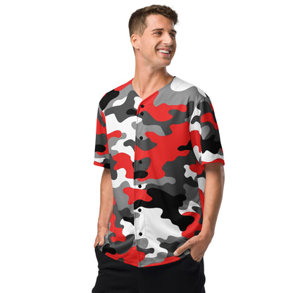 Camo Baseball Jersey | Red, Gray, Black & White