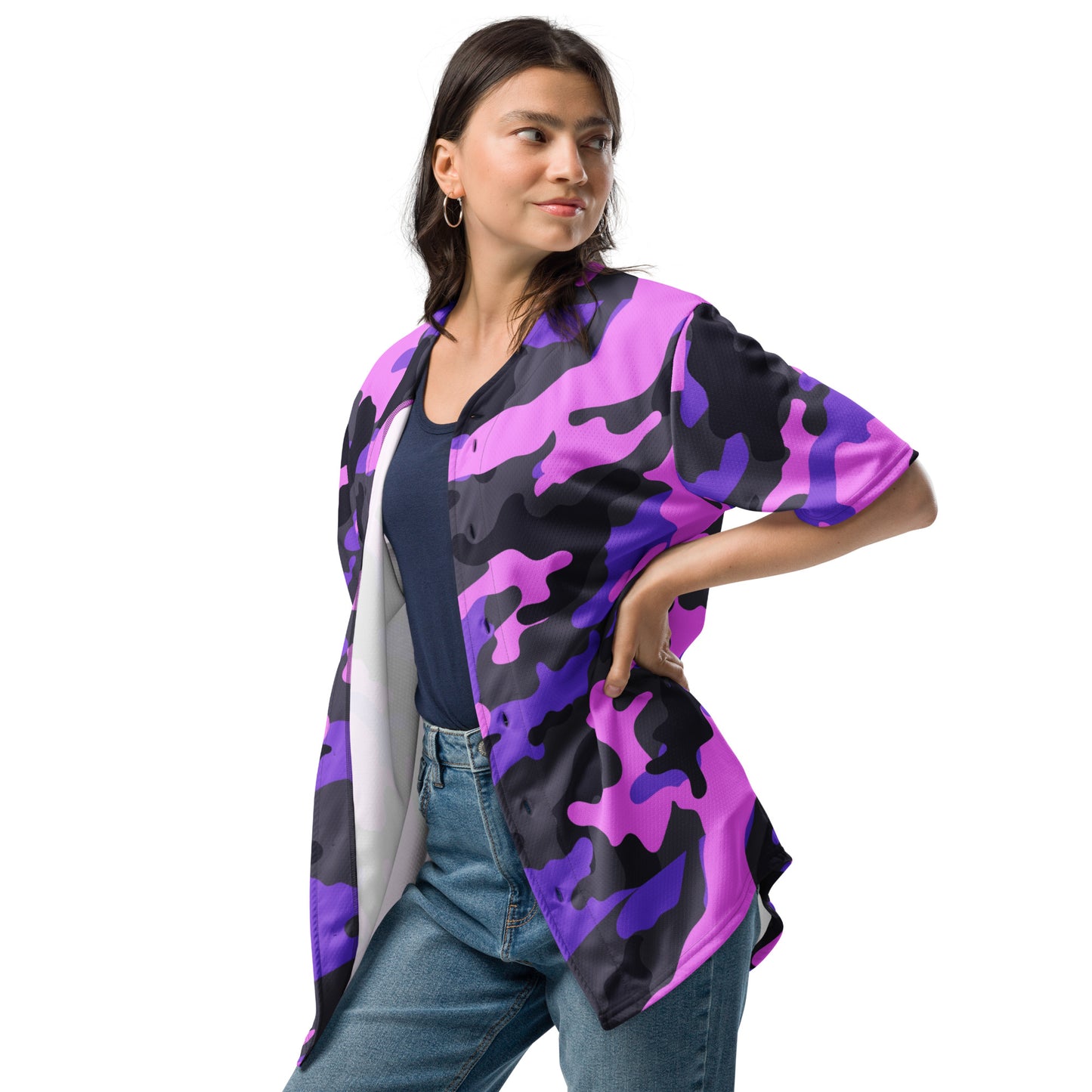 Camo Baseball Jersey | Pink, Black and Indigo Camouflage