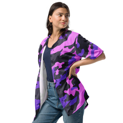 Camo Baseball Jersey | Pink, Black and Indigo Camouflage