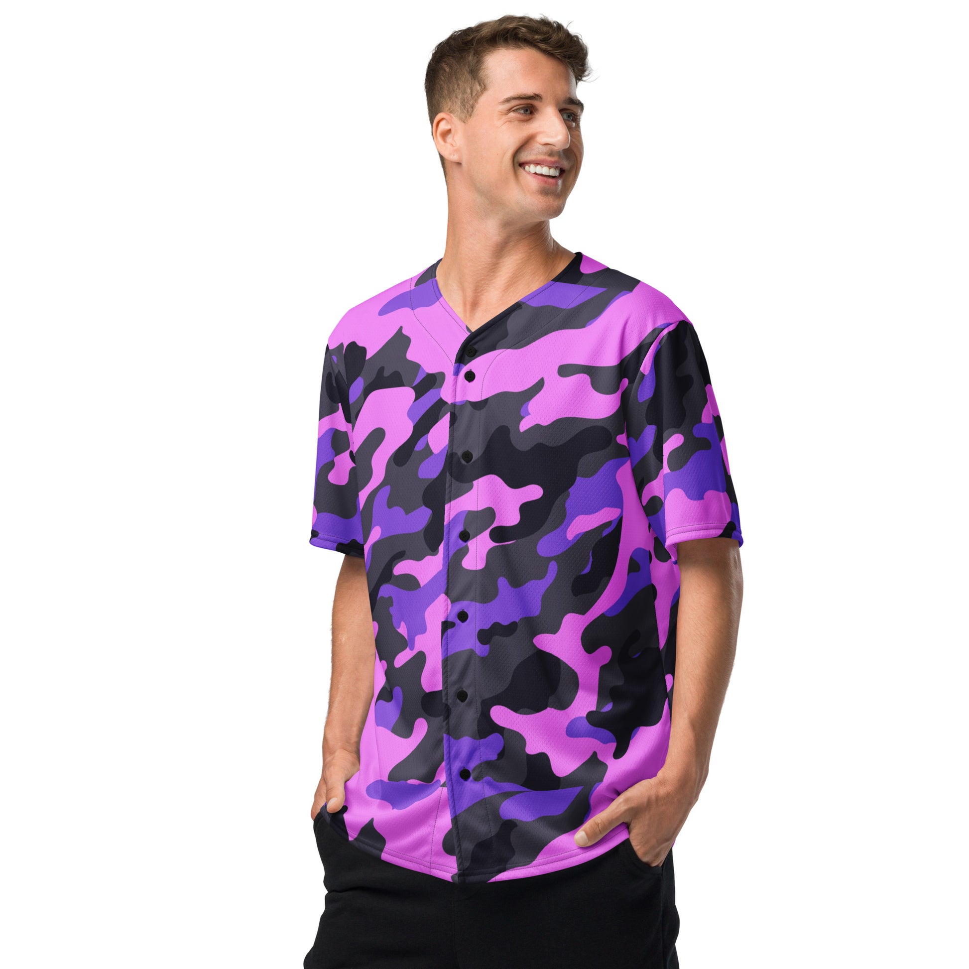 Camo Baseball Jersey | Pink, Black and Indigo Camouflage