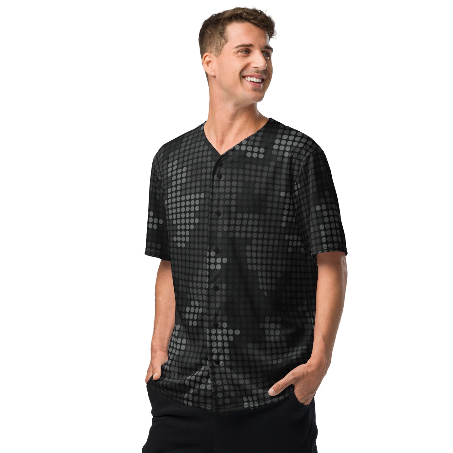 Camo Baseball Jersey | Stylish Black Pixel Camouflage