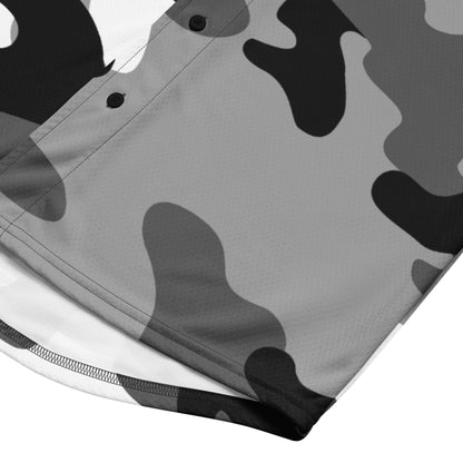 Baseball Jersey | Black, White & Gray Camouflage