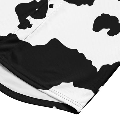 Baseball Jersey | Unisex | Black & White Cow Camouflage