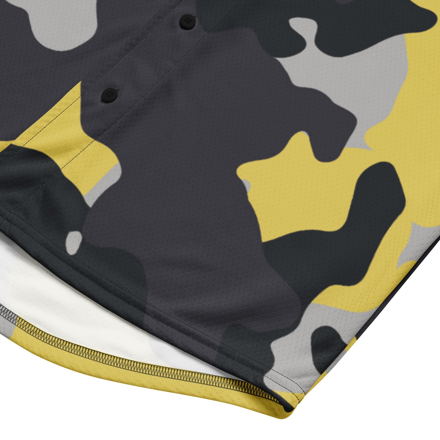 Baseball Jersey | Unisex | Yellow, Black, and Silver Camouflage