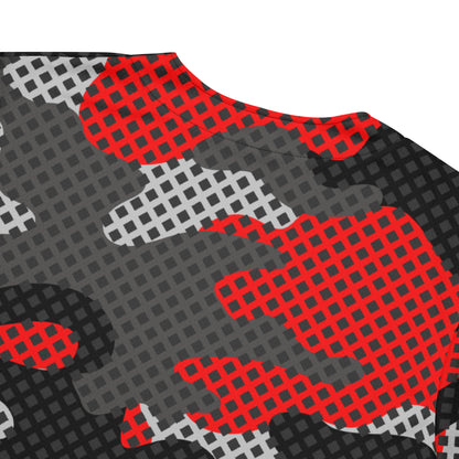 Camo Baseball Jersey | Red, Black and Gray Pixel Camouflage