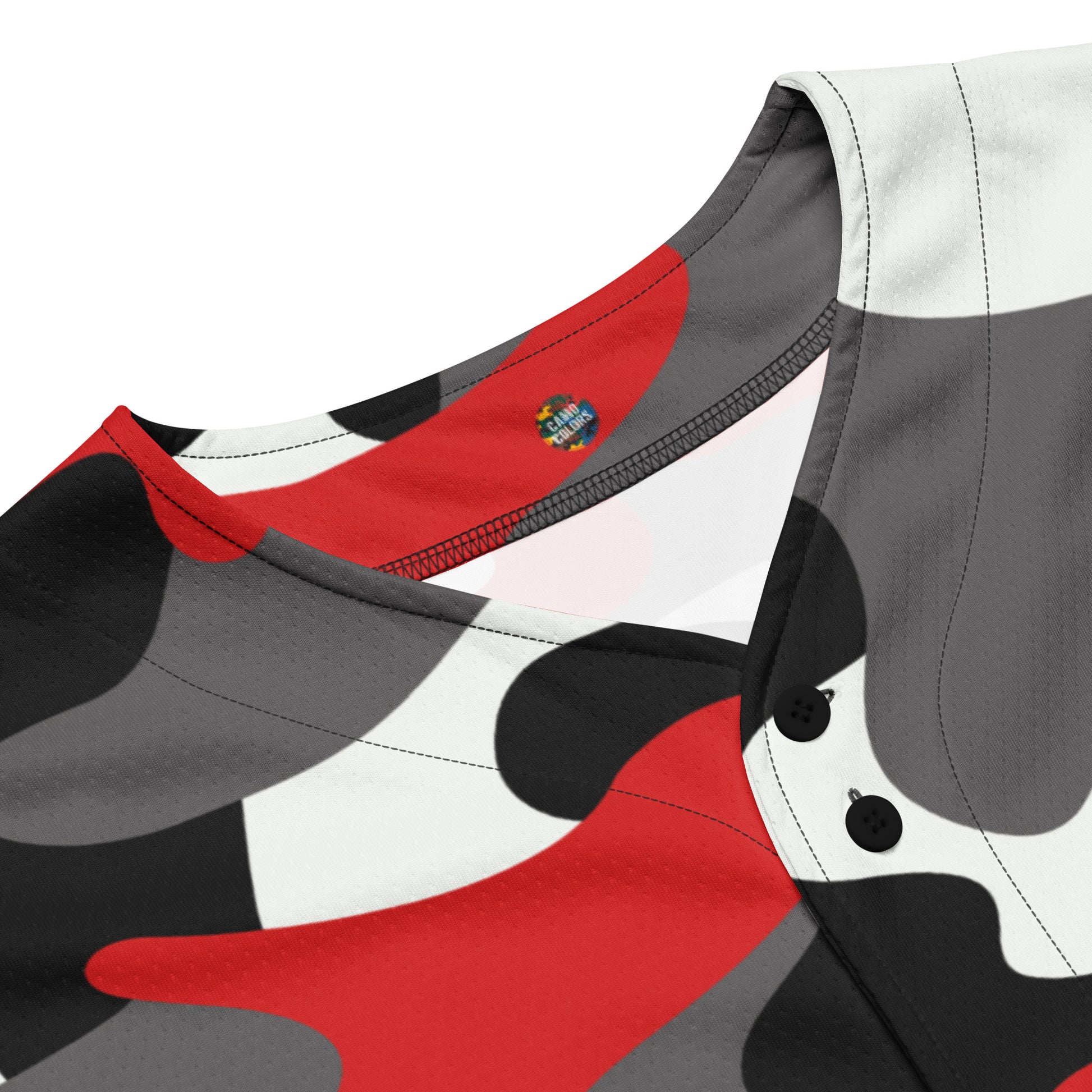 Baseball Jersey | Red, Black & White Camouflage