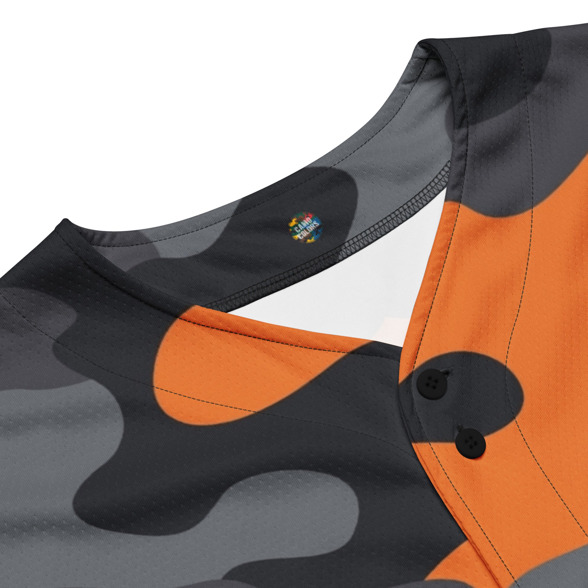 Baseball Jersey | Orange, Black & Gray Camouflage