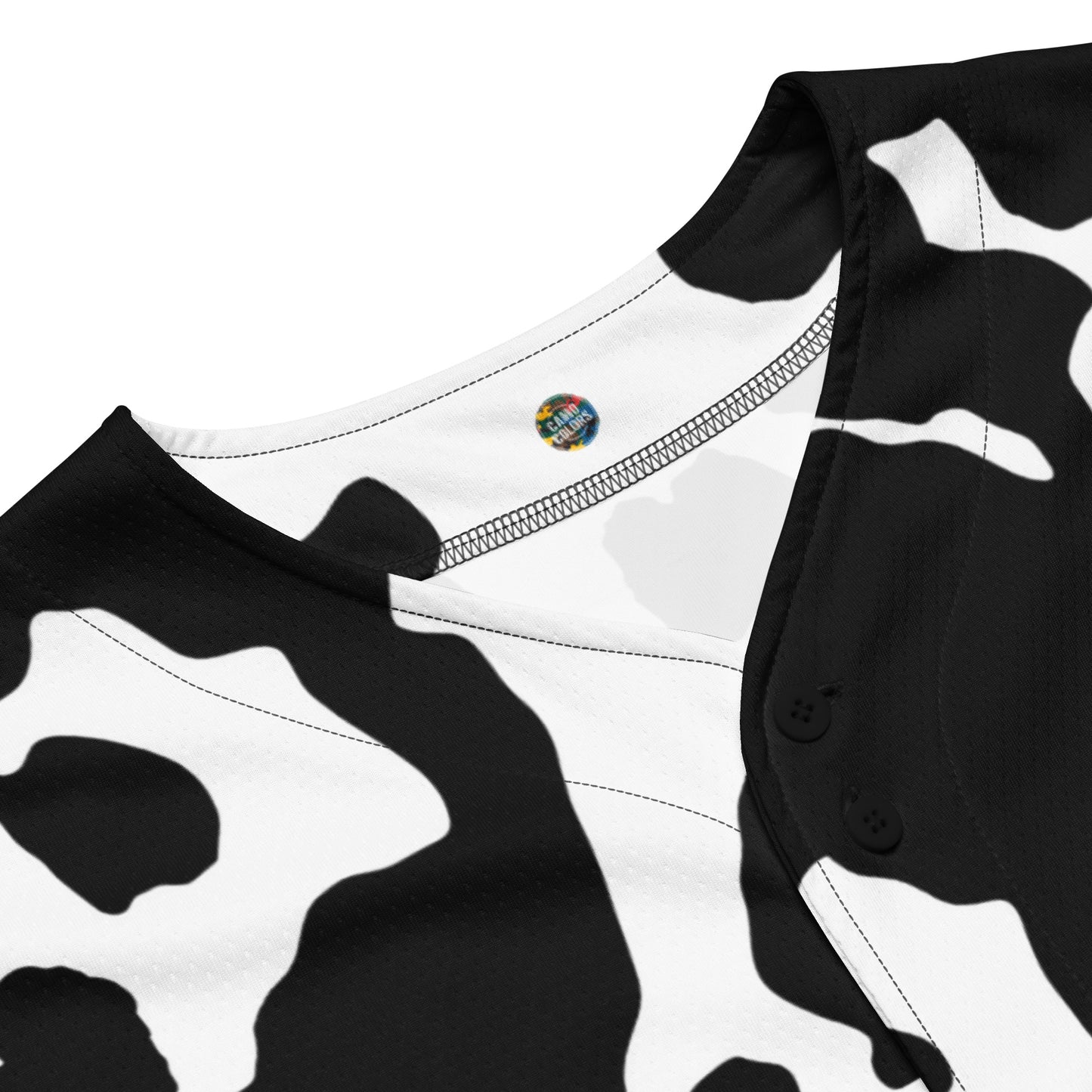 Baseball Jersey | Unisex | Black & White Cow Camouflage