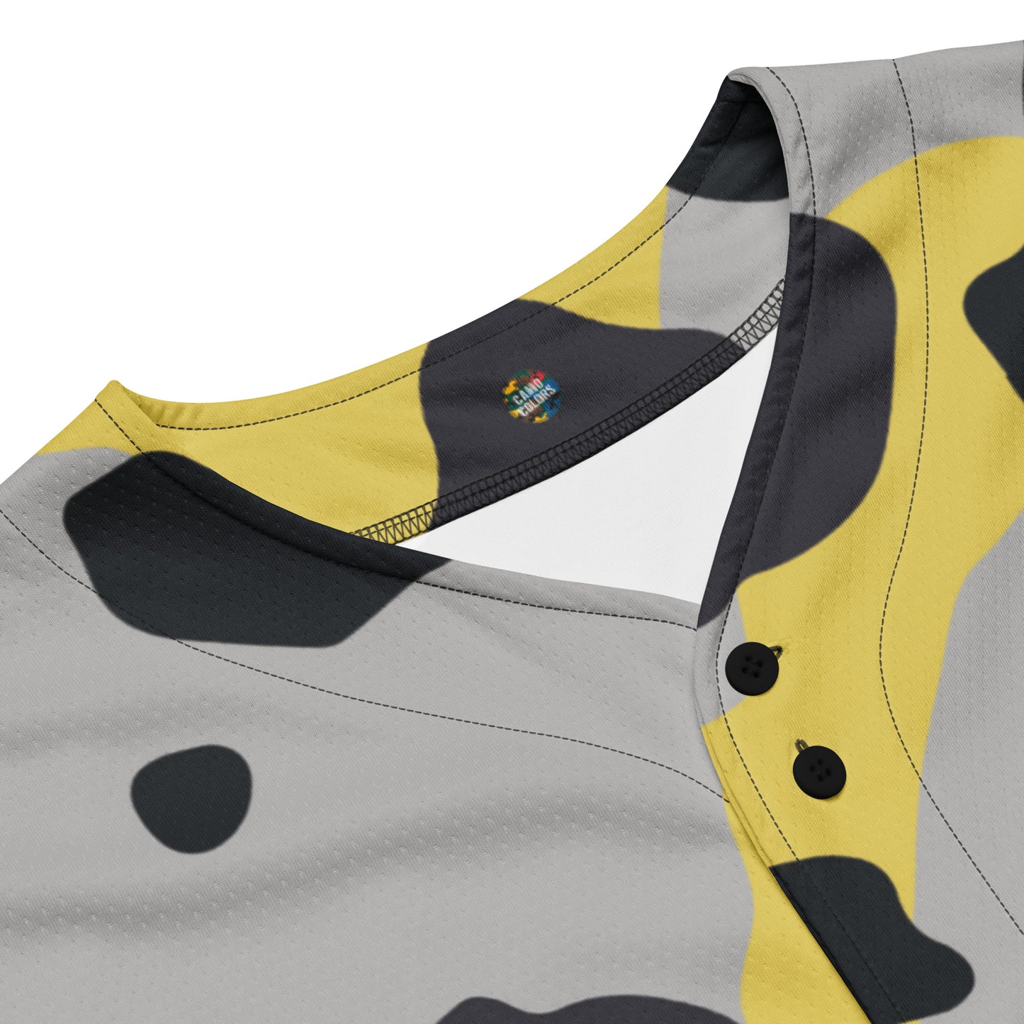 Baseball Jersey | Unisex | Yellow, Black, and Silver Camouflage