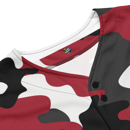 Camo Baseball Jersey | Red, Jungle Green, Black and White