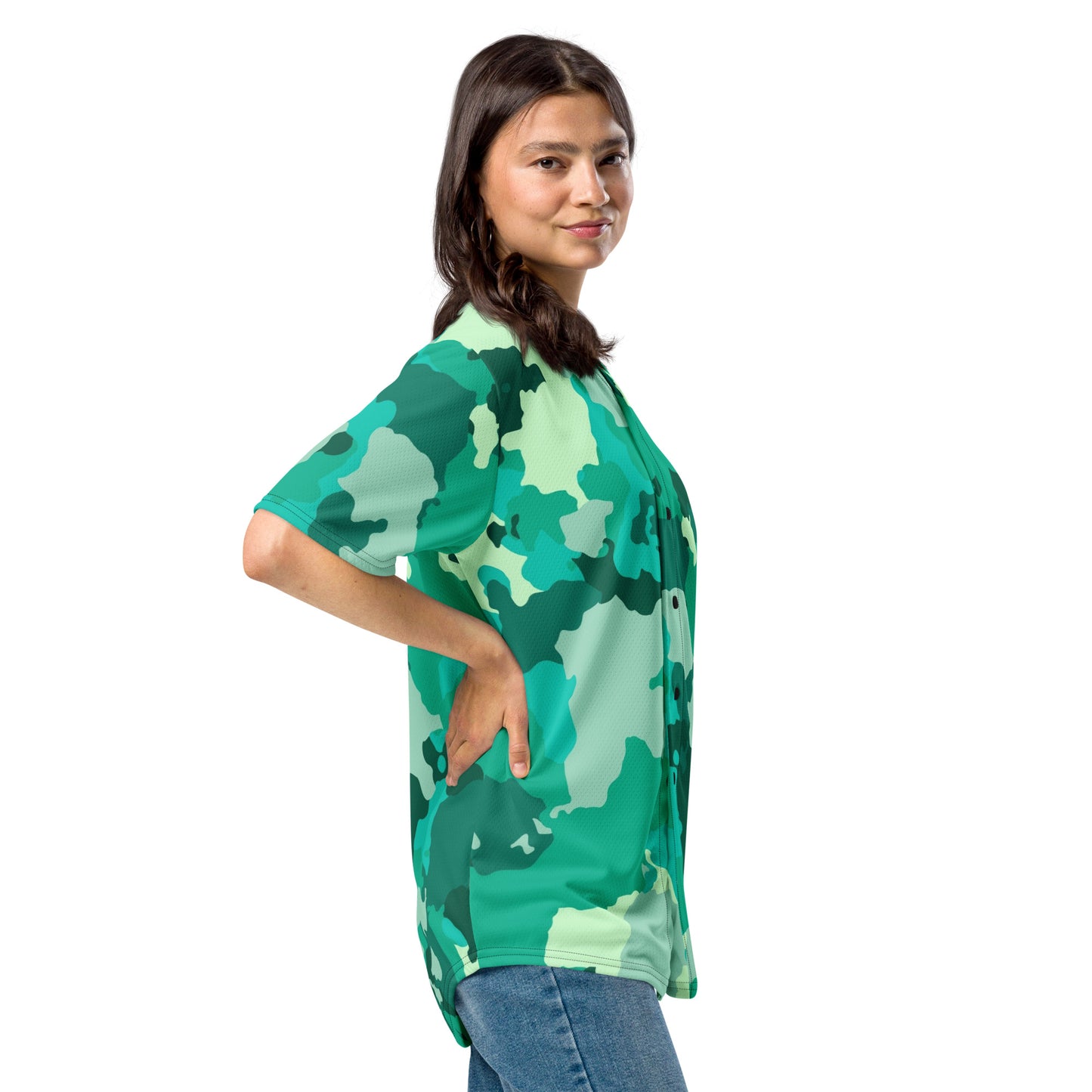 Camo Baseball Jersey | Cyan Green Camouflage