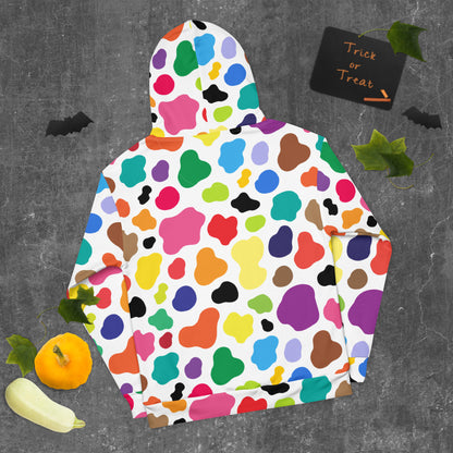 Multicolor Cow Print Hoodie | Unisex