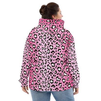 Leopard Hoodie | Black and White Pattern on Pink Background