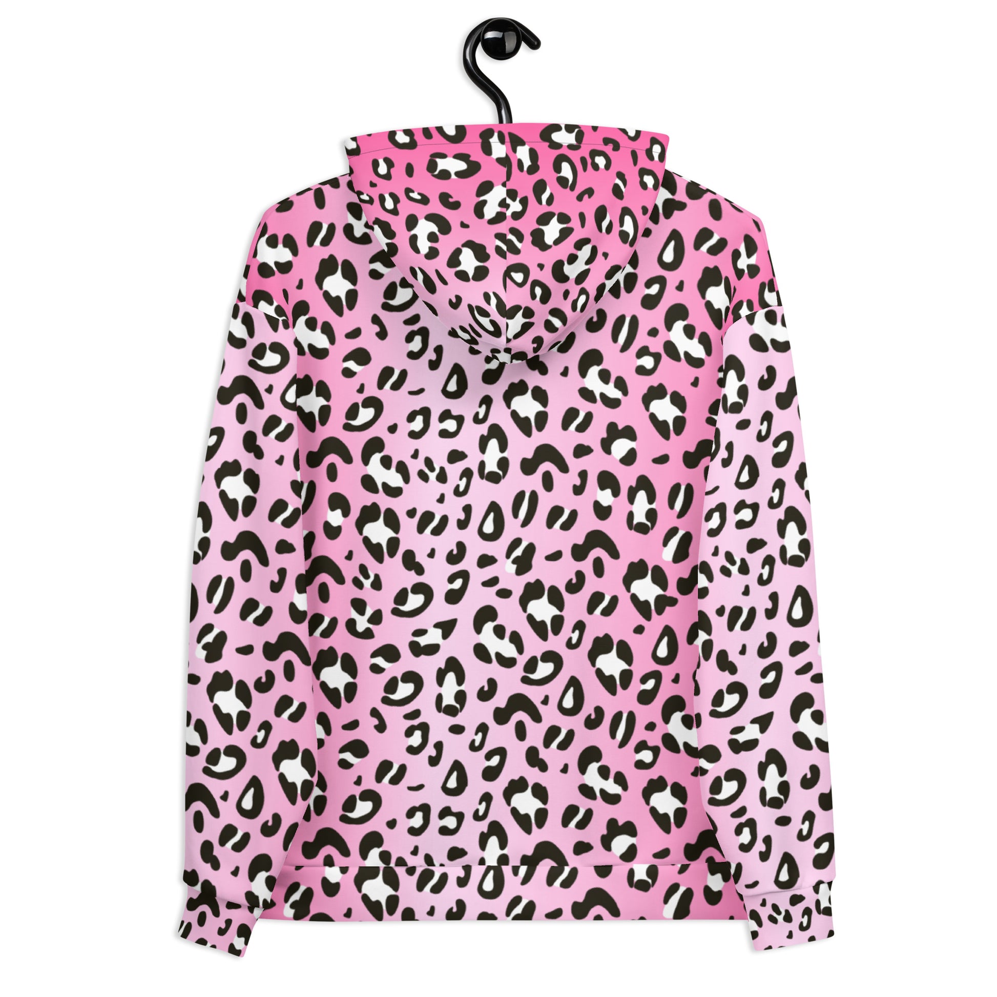 Leopard Hoodie | Black and White Pattern on Pink Background