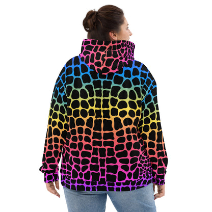 Unisex Hoodie | Neon Rainbow Colored Crocodile Print