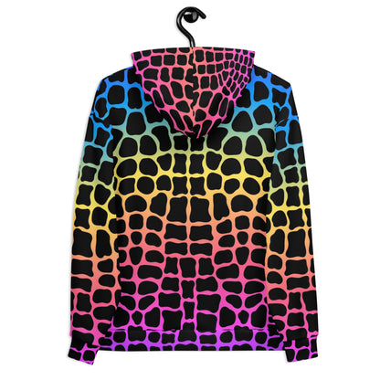 Unisex Hoodie | Neon Rainbow Colored Crocodile Print