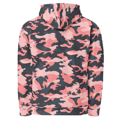 Pink Camo Hoodie | Mixed Charcoal and Light Salmon