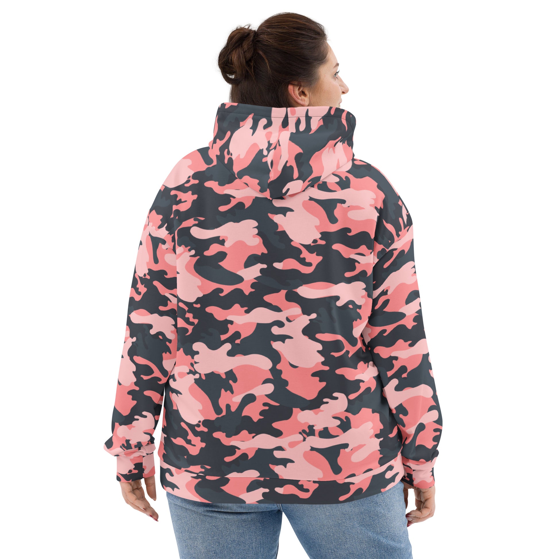 Pink Camo Hoodie | Mixed Charcoal and Light Salmon