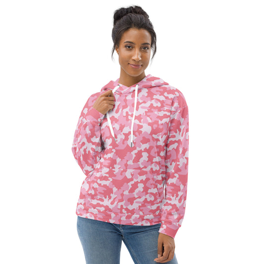 Unisex Hoodie | Camouflage Pattern with Three Shades of Pink