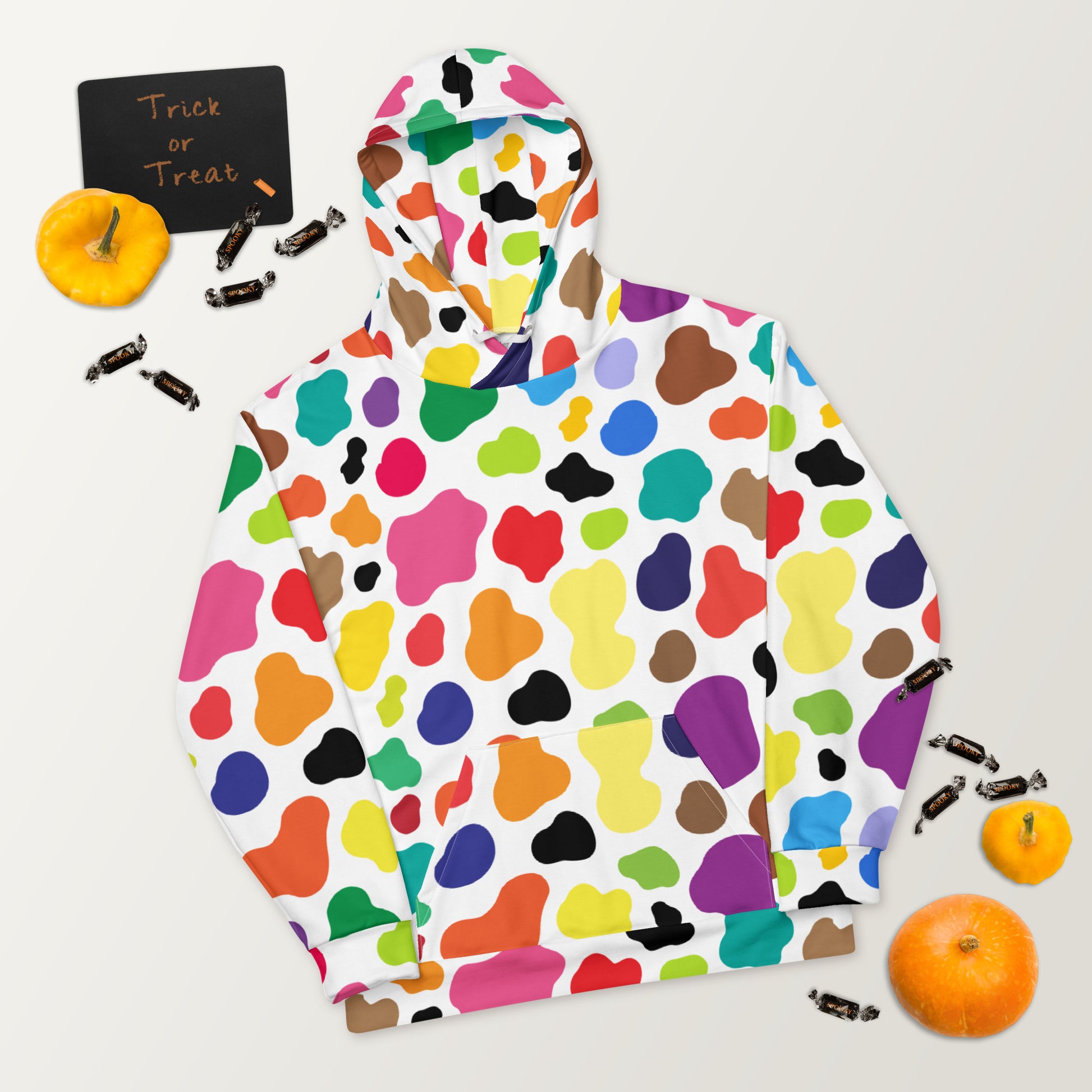 Multicolor Cow Print Hoodie | Unisex