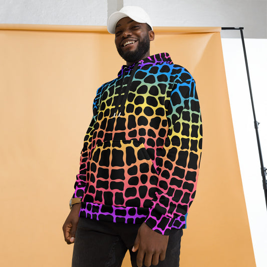 Unisex Hoodie | Neon Rainbow Colored Crocodile Print