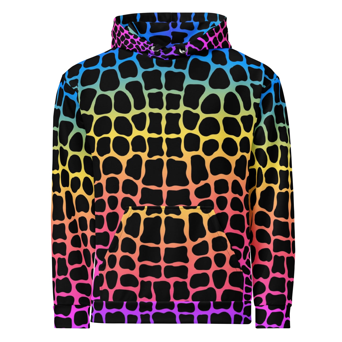 Unisex Hoodie | Neon Rainbow Colored Crocodile Print