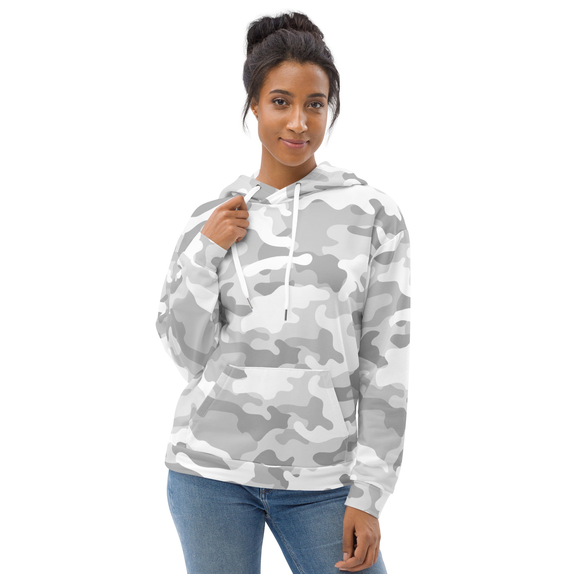 Snow Camo Hoodie | Unisex | White and Light Grey Camouflage