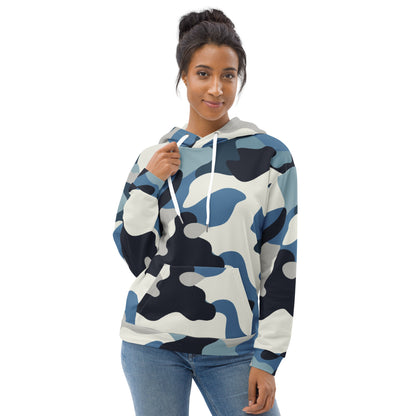 Snow Camo Hoodie | Unisex | White and Ice Blue Camouflage