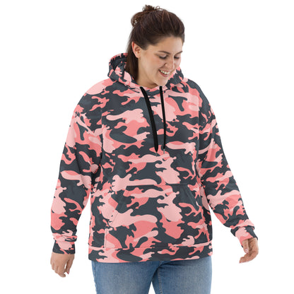 Pink Camo Hoodie | Mixed Charcoal and Light Salmon