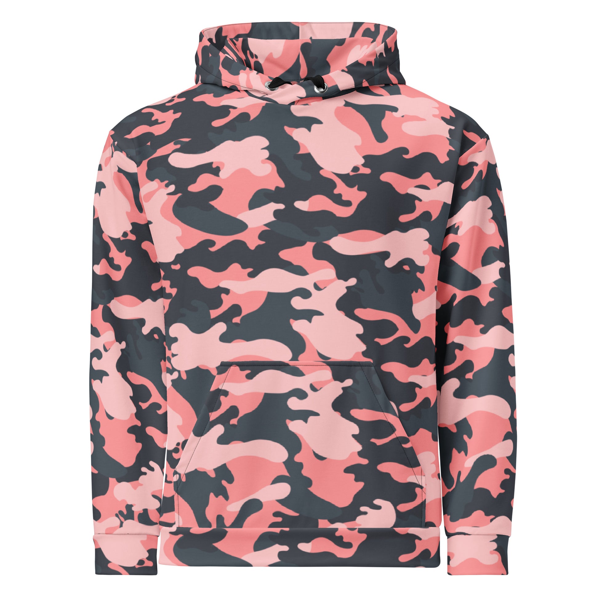 Pink Camo Hoodie | Mixed Charcoal and Light Salmon