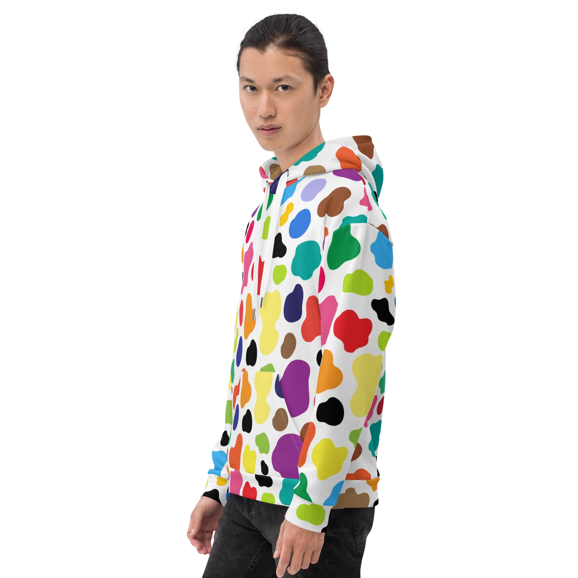 Multicolor Cow Print Hoodie | Unisex