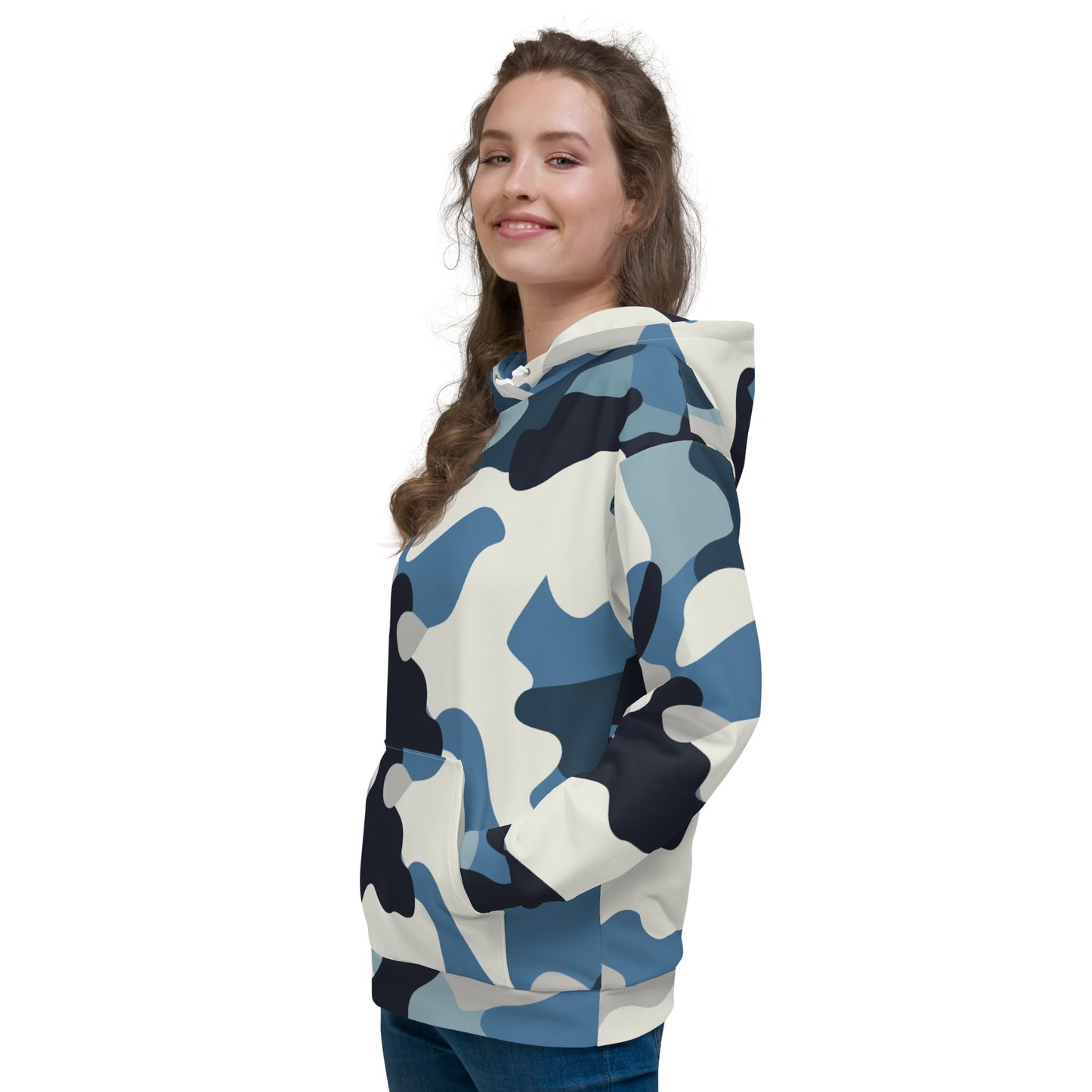 Snow Camo Hoodie | Unisex | White and Ice Blue Camouflage