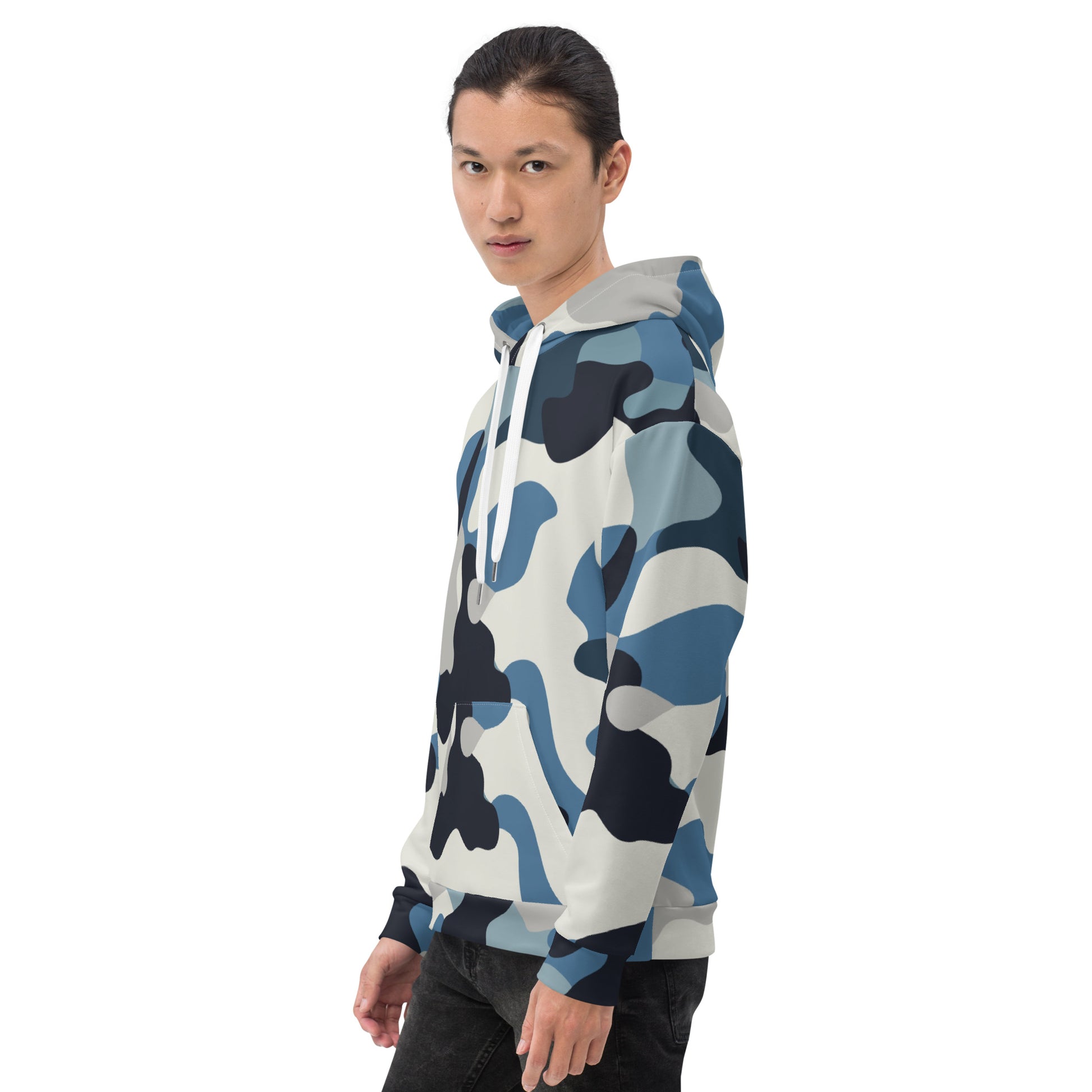 Snow Camo Hoodie | Unisex | White and Ice Blue Camouflage