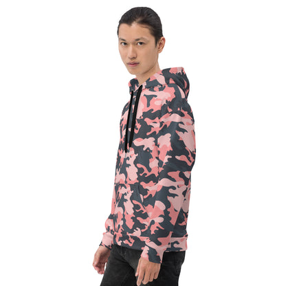 Pink Camo Hoodie | Mixed Charcoal and Light Salmon