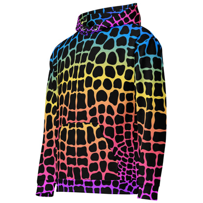 Unisex Hoodie | Neon Rainbow Colored Crocodile Print