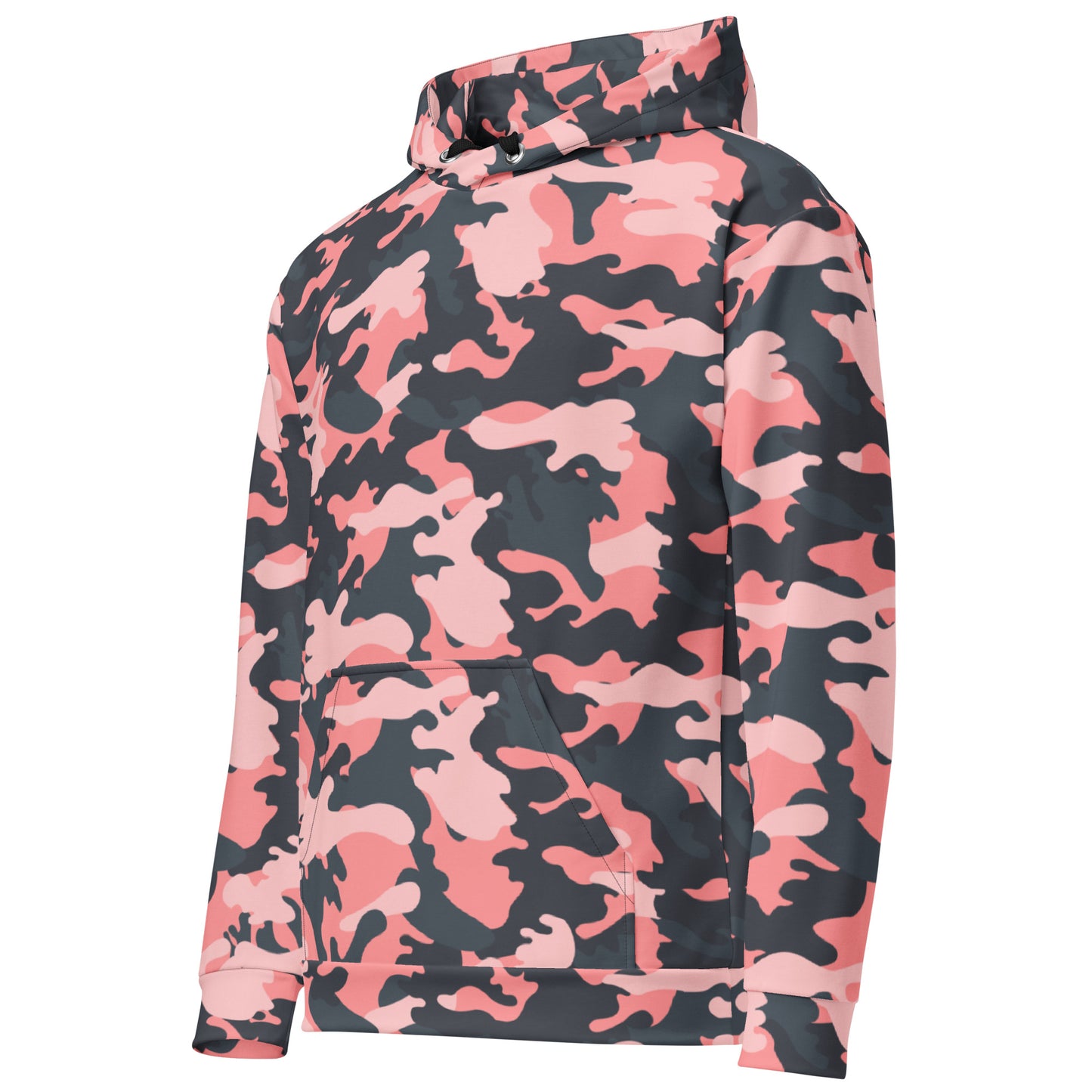 Pink Camo Hoodie | Mixed Charcoal and Light Salmon