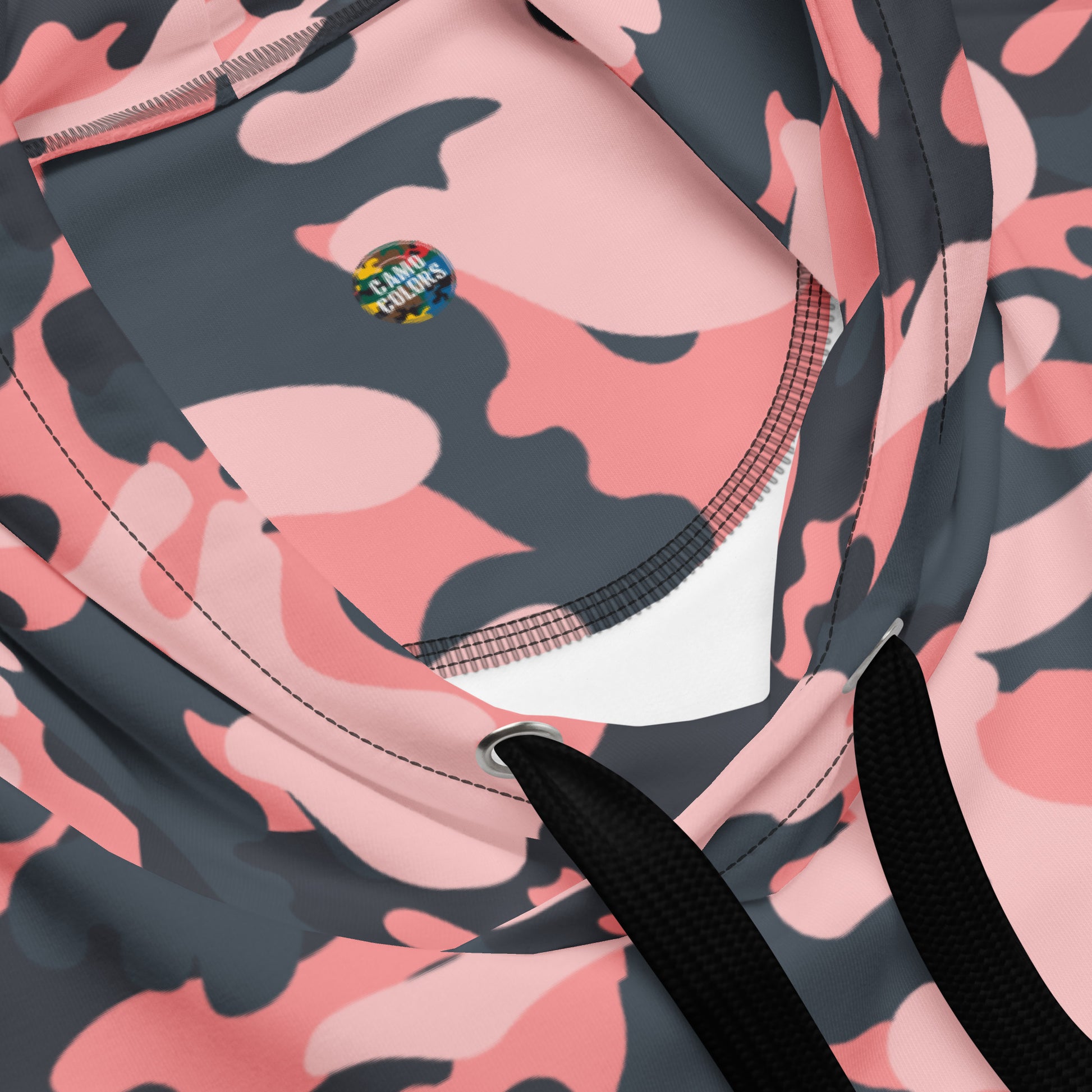 Pink Camo Hoodie | Mixed Charcoal and Light Salmon