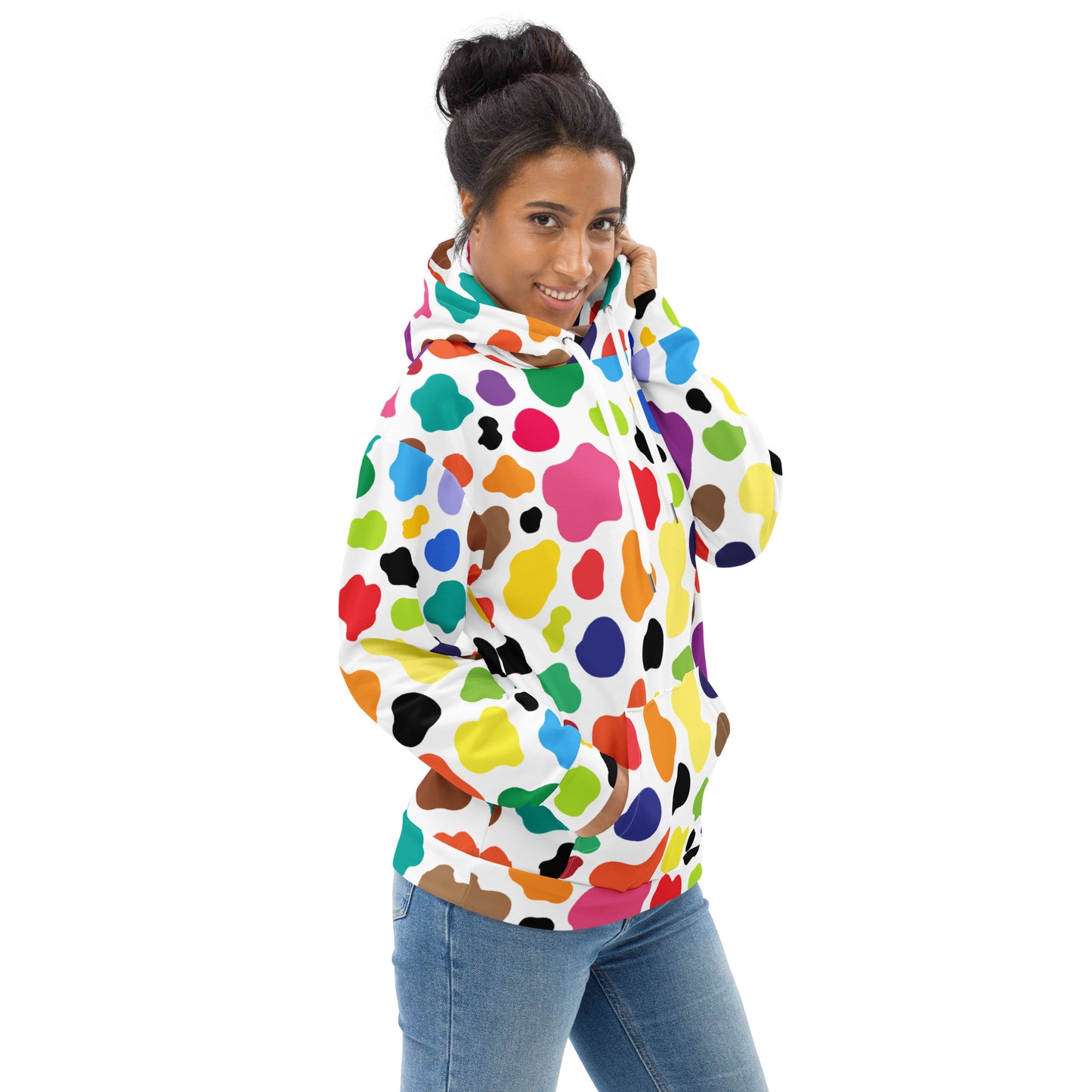 Multicolor Cow Print Hoodie | Unisex