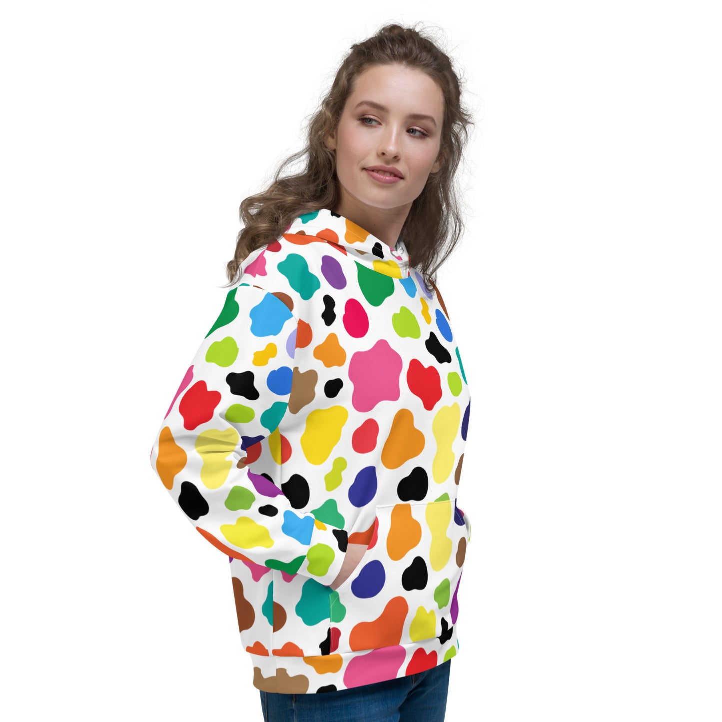 Multicolor Cow Print Hoodie | Unisex