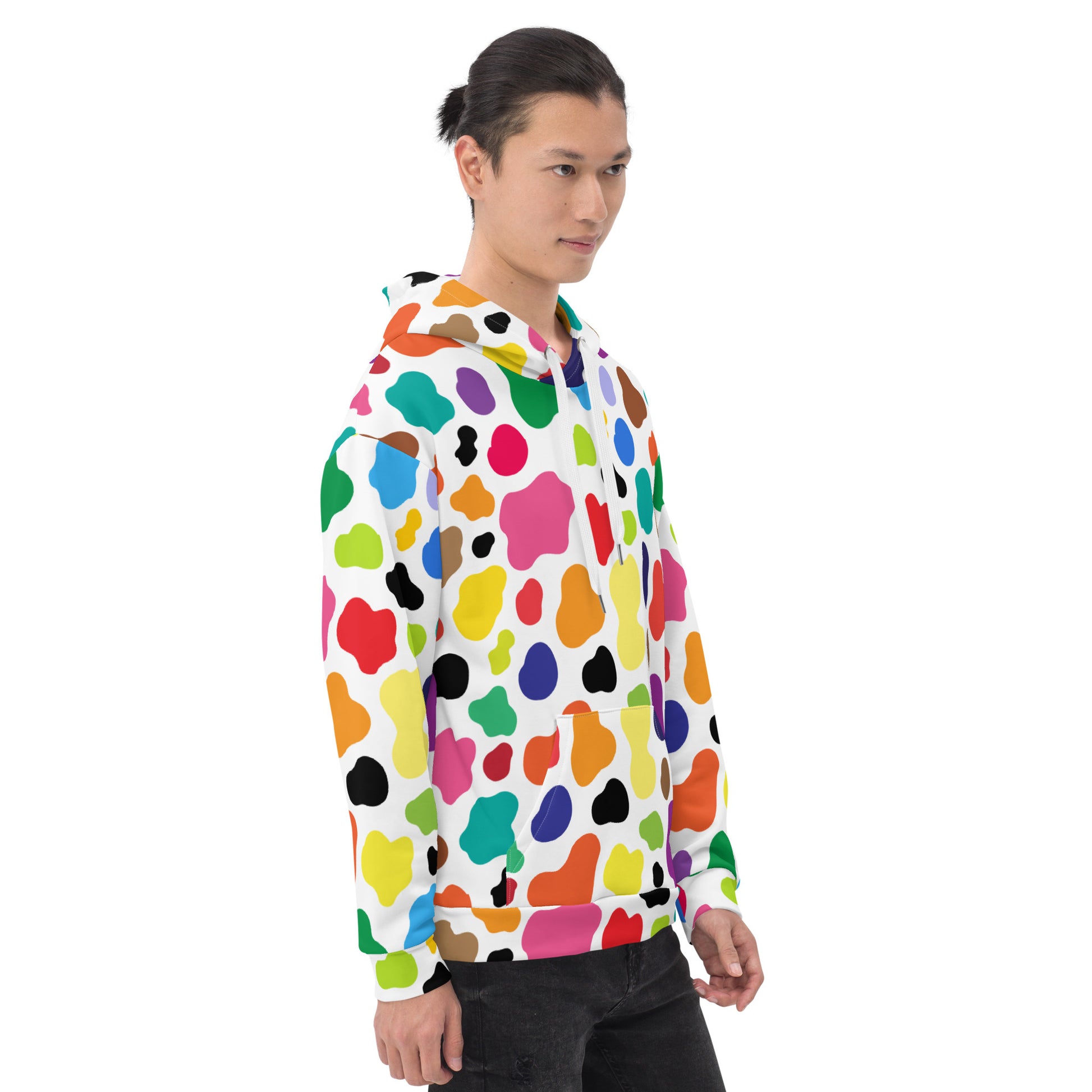 Multicolor Cow Print Hoodie | Unisex