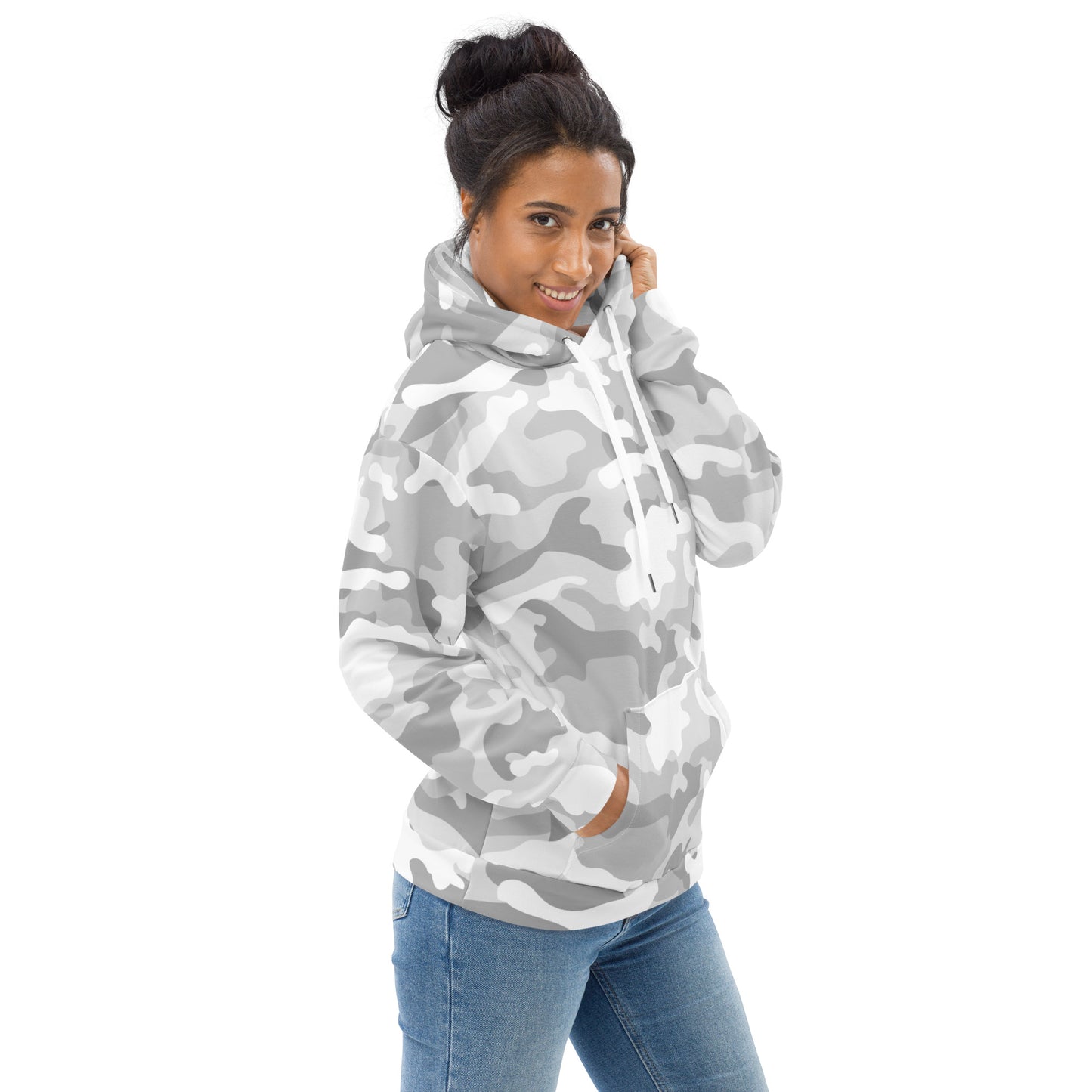 Snow Camo Hoodie | Unisex | White and Light Grey Camouflage