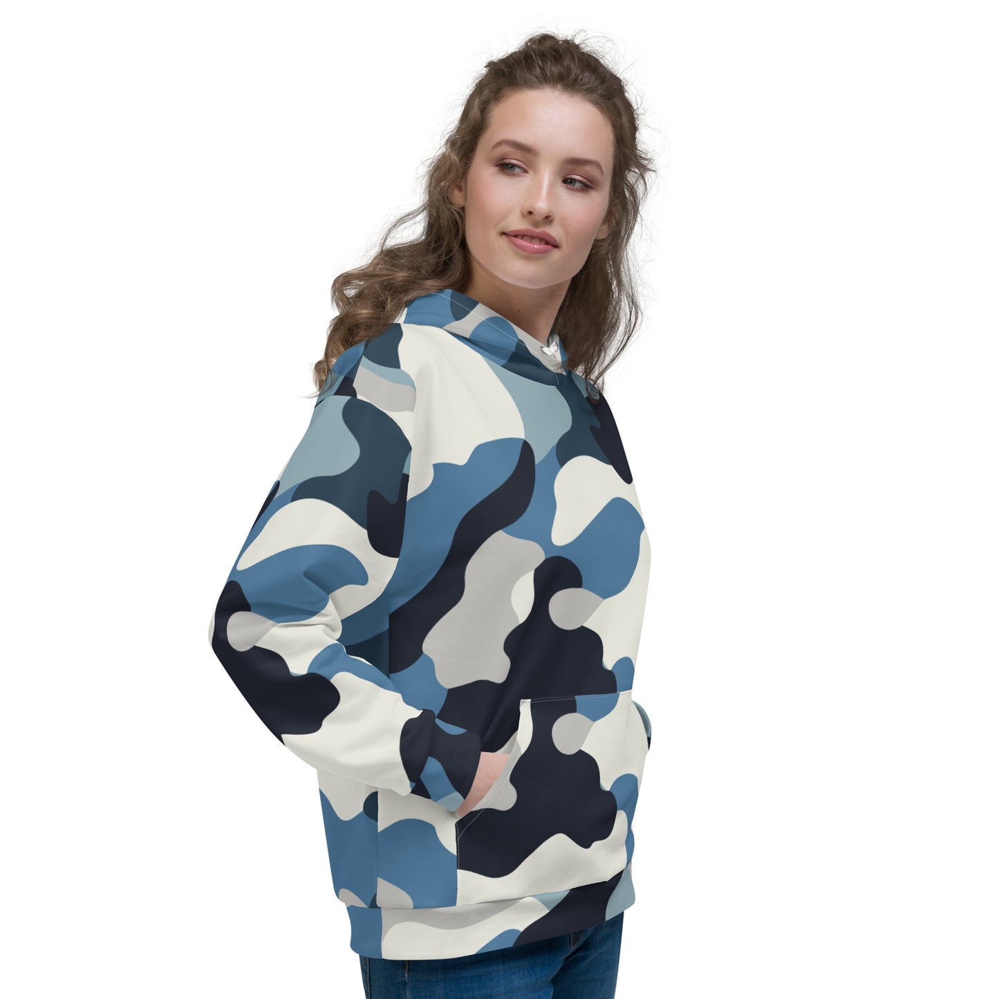 Snow Camo Hoodie | Unisex | White and Ice Blue Camouflage