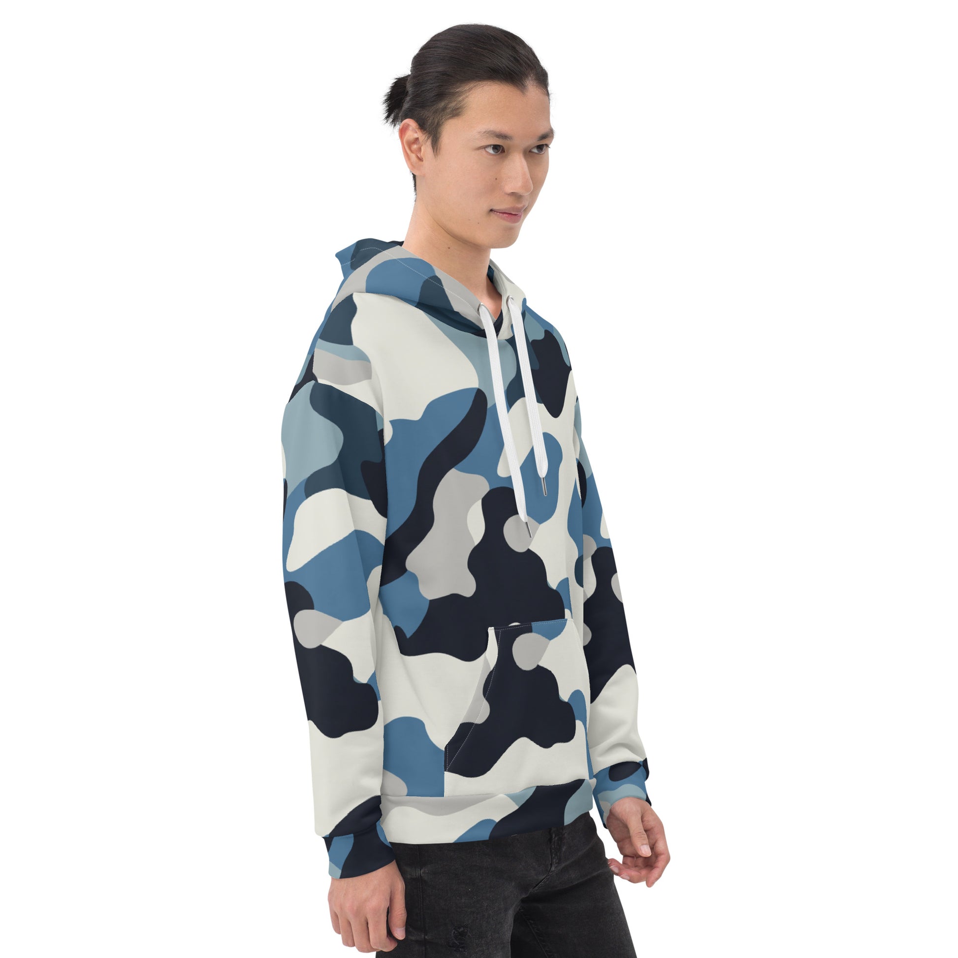 Snow Camo Hoodie | Unisex | White and Ice Blue Camouflage