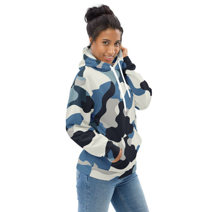 Snow Camo Hoodie | Unisex | White and Ice Blue Camouflage