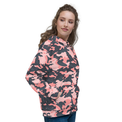 Pink Camo Hoodie | Mixed Charcoal and Light Salmon