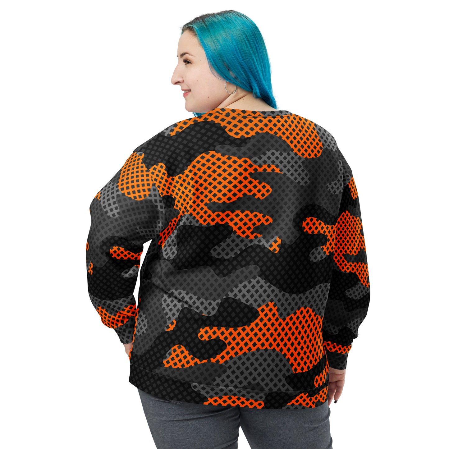 Camo Sweatshirt | Unisex | Black & Orange Pixel