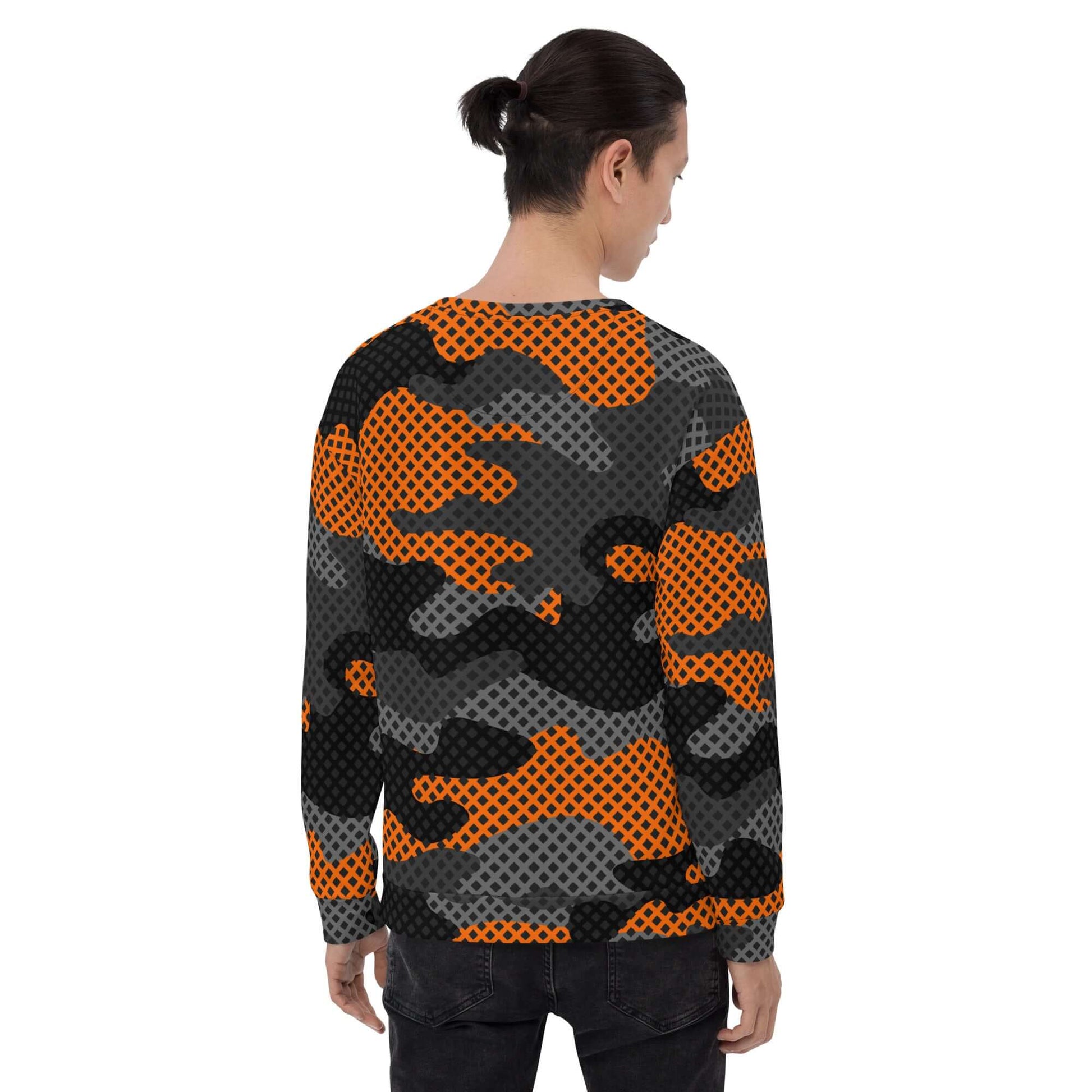 Camo Sweatshirt | Unisex | Black & Orange Pixel