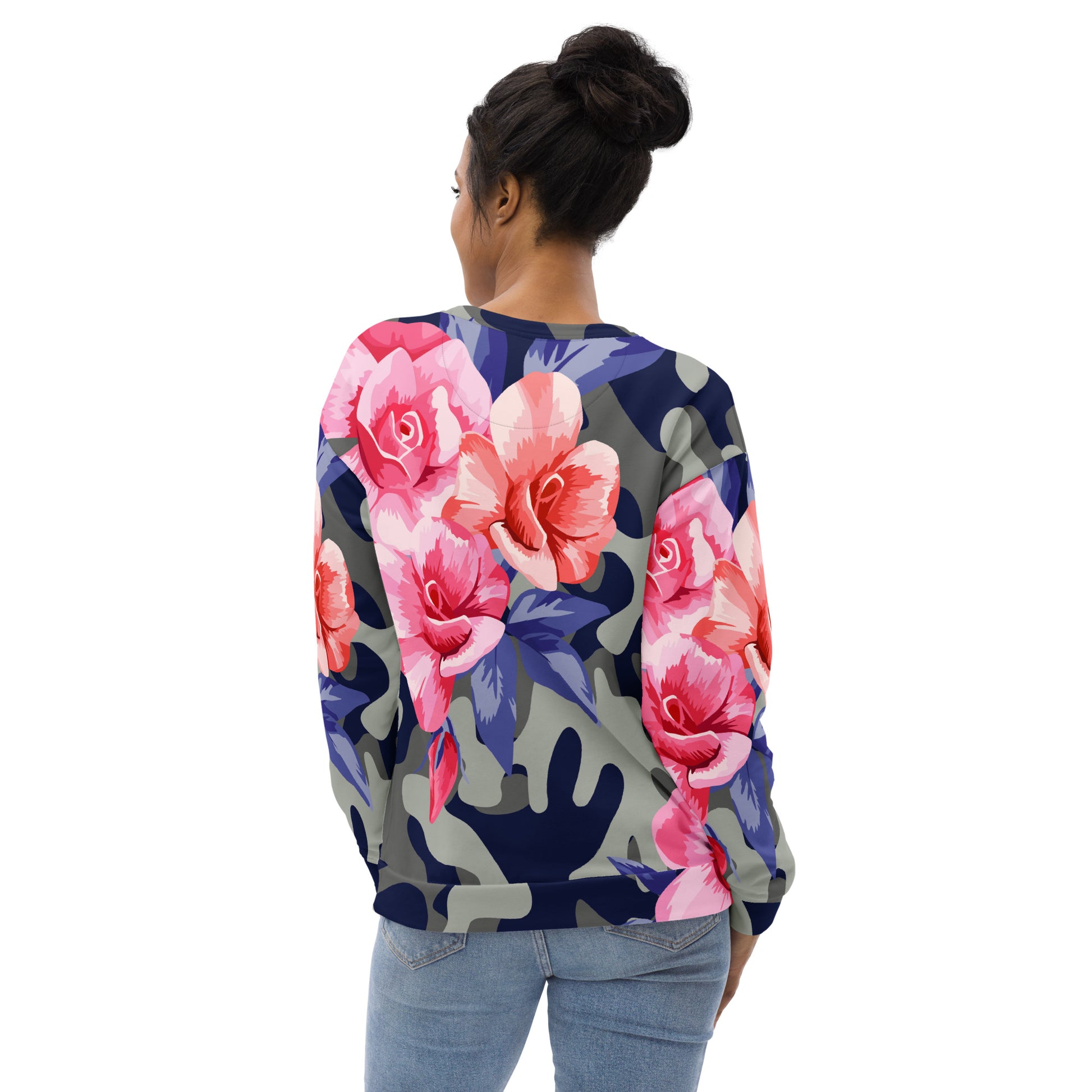 Pink Rose Camo Sweatshirt | Beautiful Unisex Floral Print