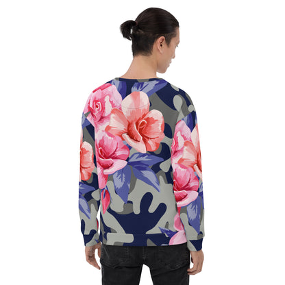 Pink Rose Camo Sweatshirt | Beautiful Unisex Floral Print